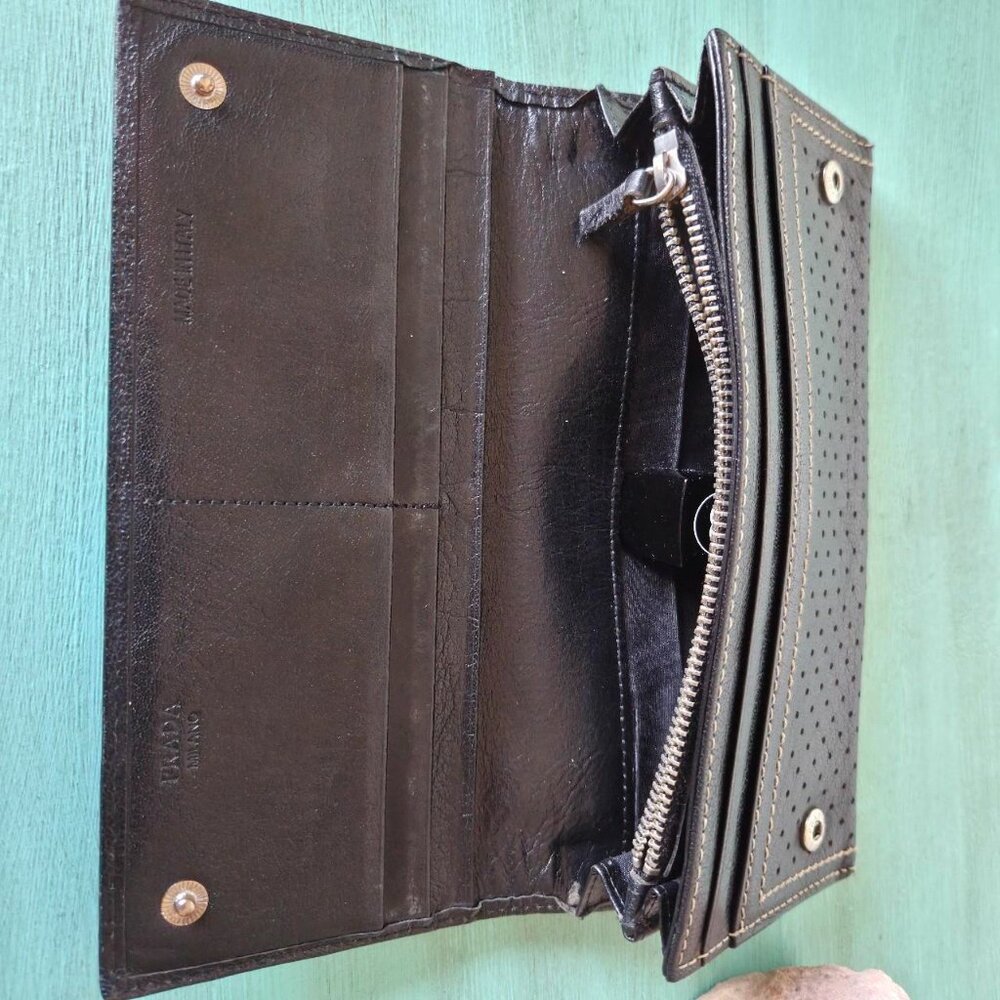 Prada black perforated leather wallet - Picture 8 of 8